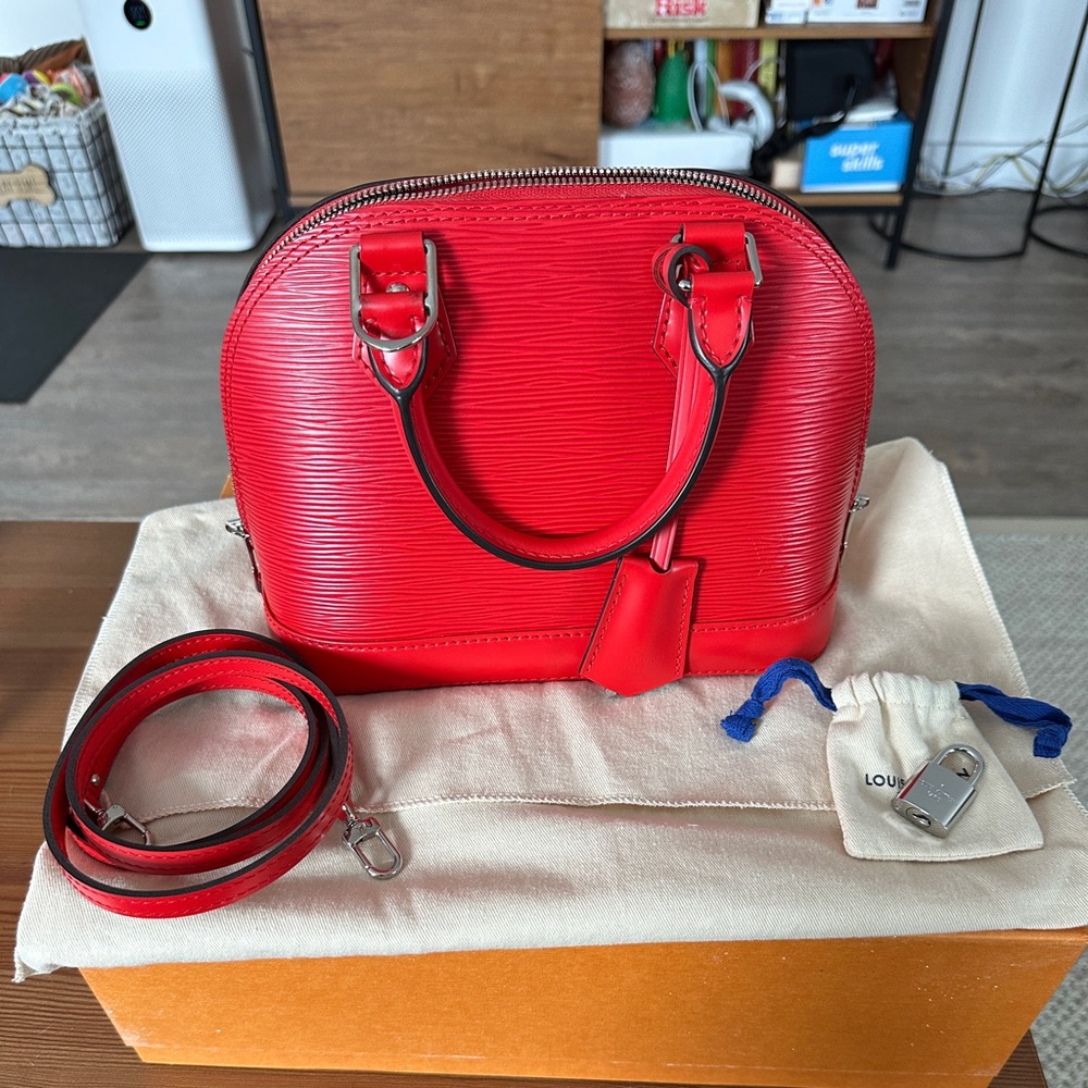 Louis Vutton Alma BB bag in red- includes Louis Vutton box (like new)